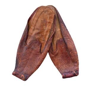 Antique 1880-1900 Leather Indian Slide On Shoes Handmade OOAK Wall Mount Fixture